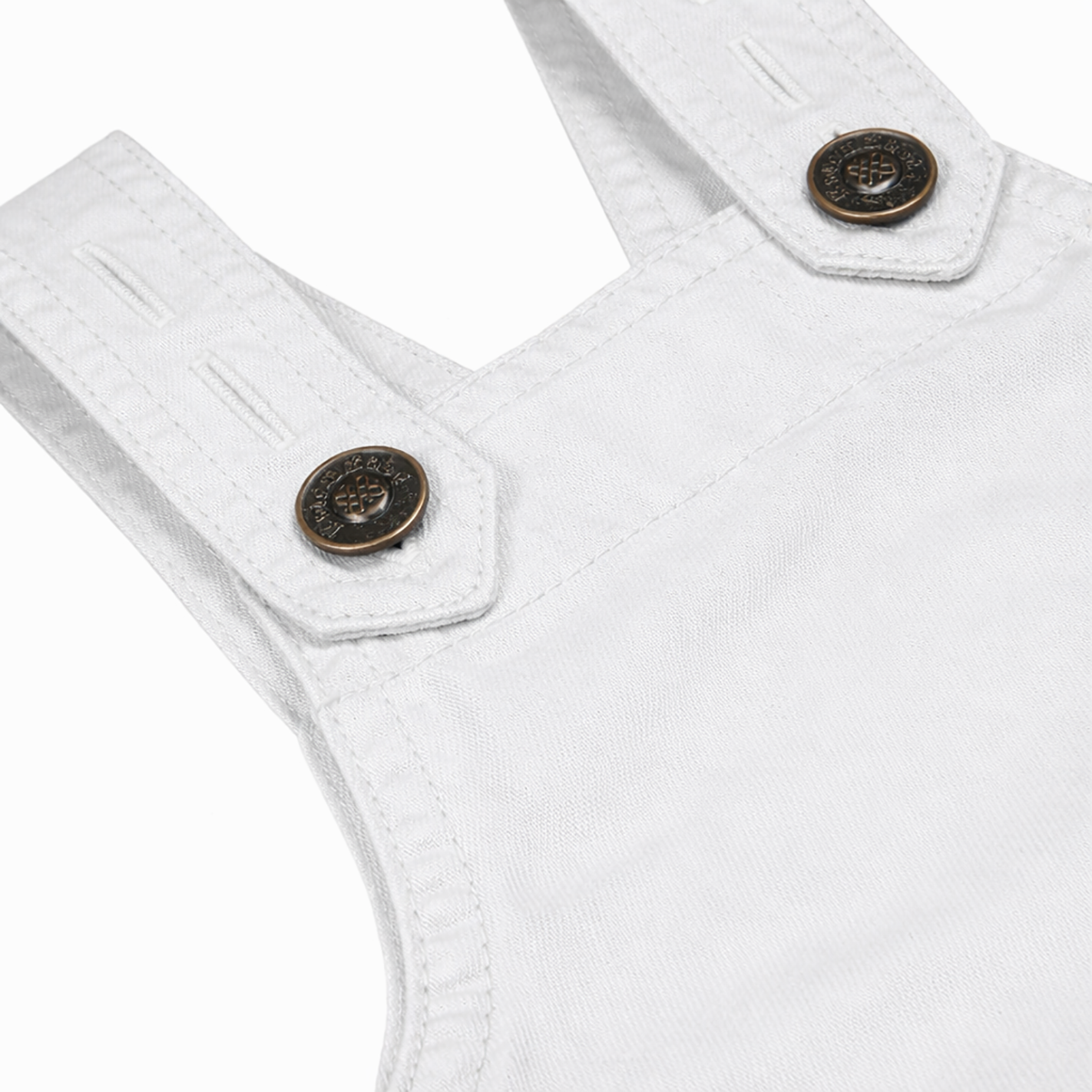 Knit N Knot Girls Premium White Denim Stretch Dungaree Dress | Adjustable Straps, Bib Pocket, Casual & Party | Soft Cotton-Rich Jeans Overall for Kids and Teenagers