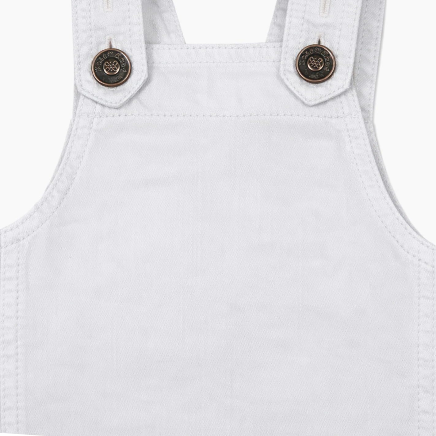 Knit N Knot Girls Premium White Denim Stretch Dungaree Dress | Adjustable Straps, Bib Pocket, Casual & Party | Soft Cotton-Rich Jeans Overall for Kids and Teenagers