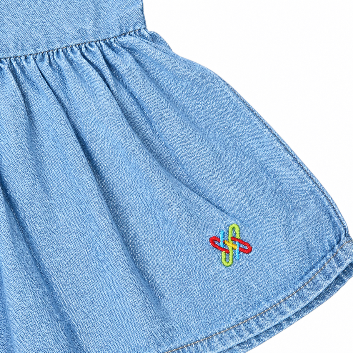 Knit N Knot Girls Light Blue Denim Peplum Top | Tie-Up Strap Top with Button Front | Soft Cotton Denim | Casual Wear for Girls