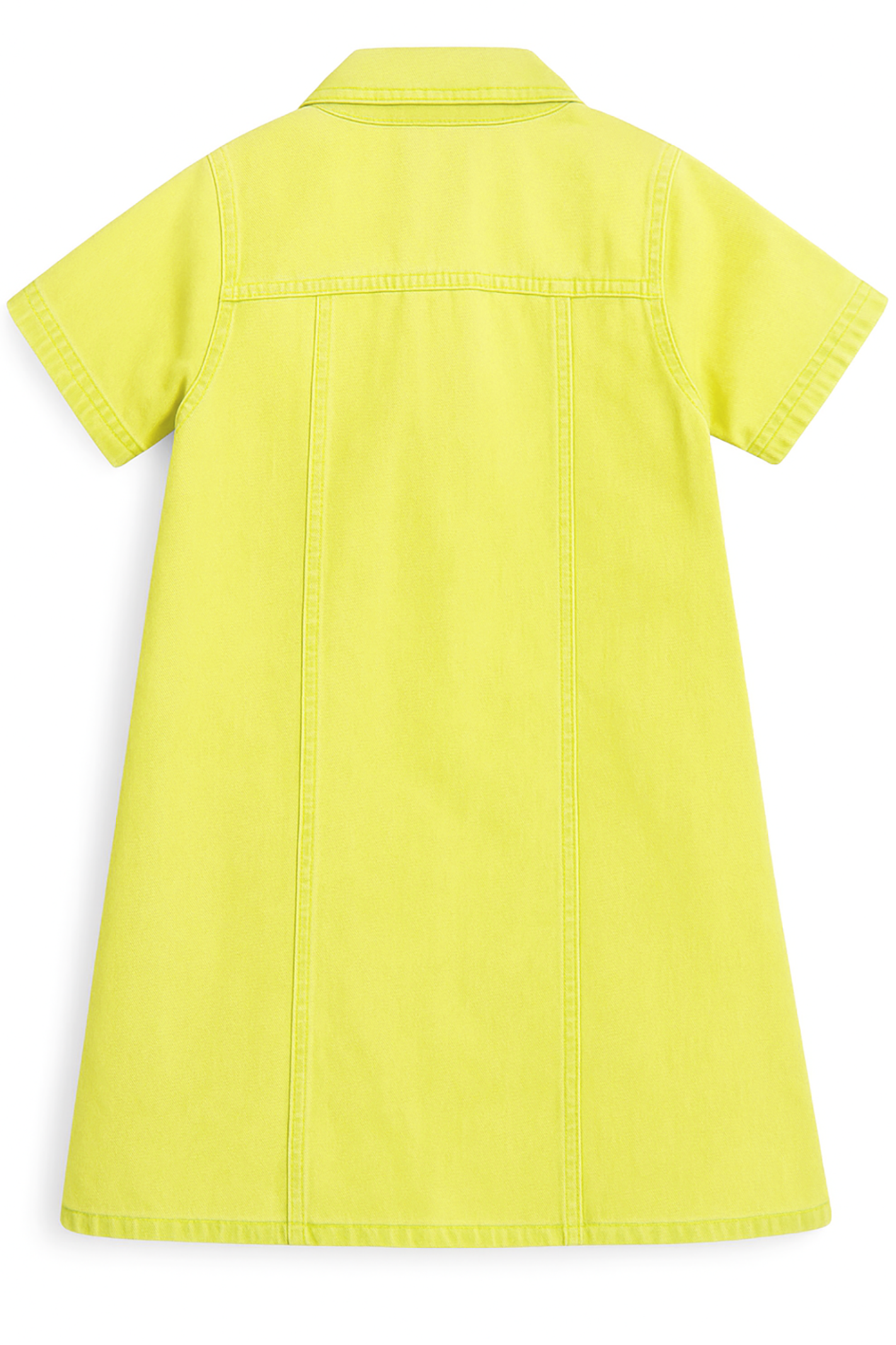 Knit N Knot Girls' Yellow Denim Shirt Dress with Front Buttons & Stitch Detailing – Cotton Dress for Girls