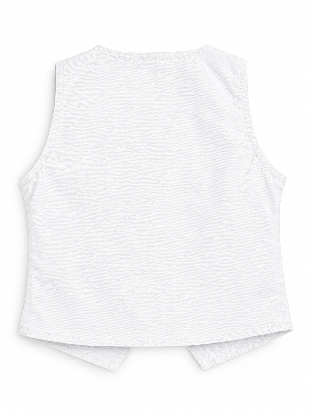 Knit N Knot Girls White Solid Sleeveless Waistcoat | Premium Textured V-Neck Button Closure Casual, Party Vest Jacket Top| Stylish Formal Layering Jacket