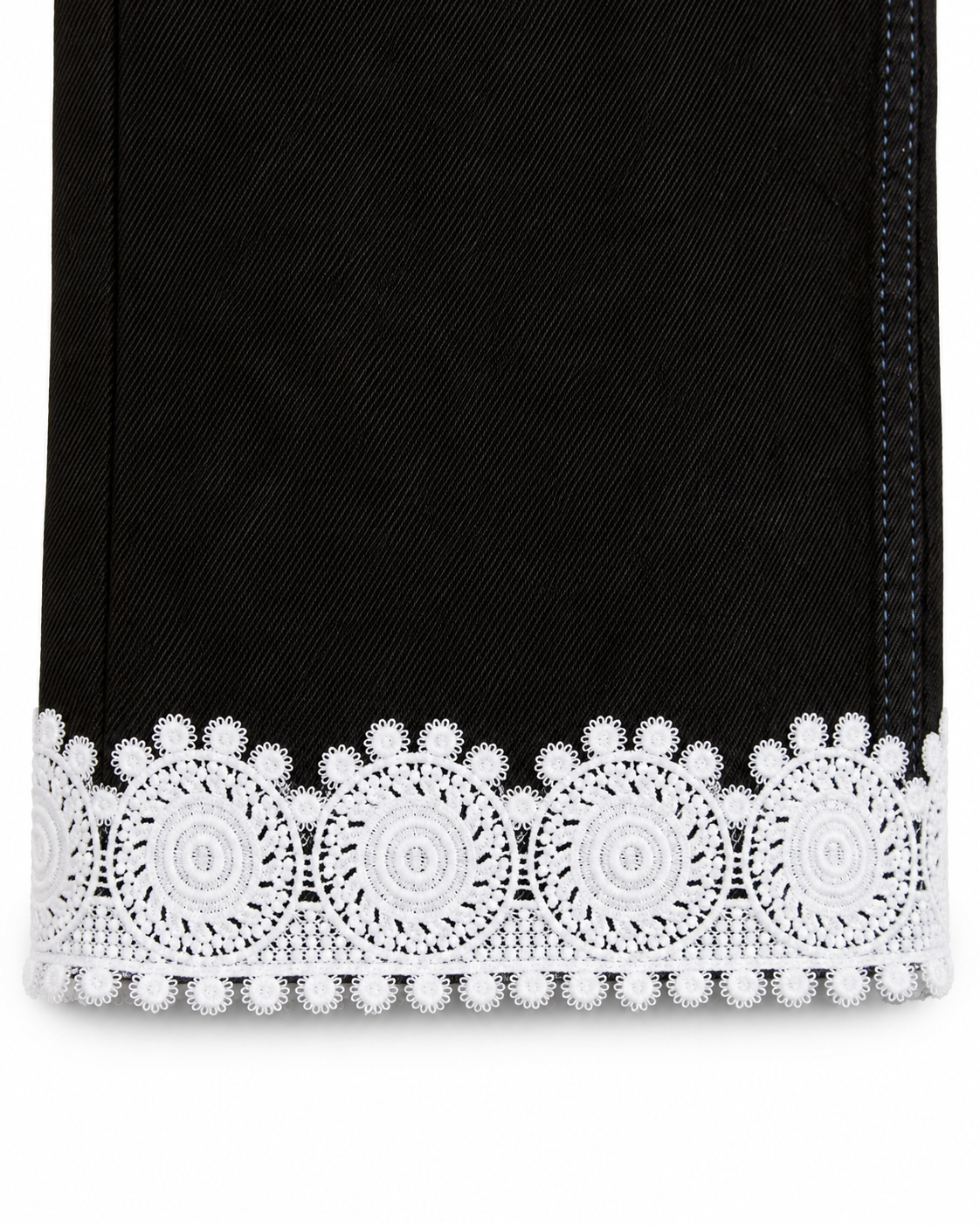 Knit N Knot Girls' Wide Flaring Fit High Waist Black Jeans with Lace Bottom