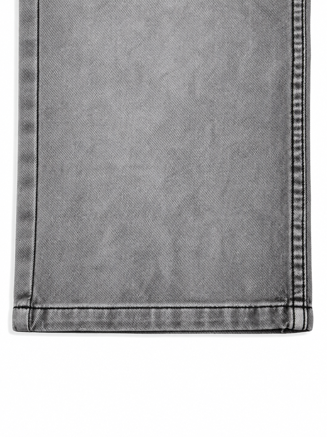 Knit N Knot Girls' Light Grey Wide Flaring Fit Cotton Denim Jeans with Fringed Hem
