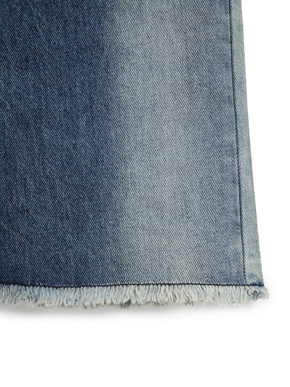 Knit N Knot Girls' Blue Side Faded High Waist Wide Flaring Fit Cotton Denim Jeans