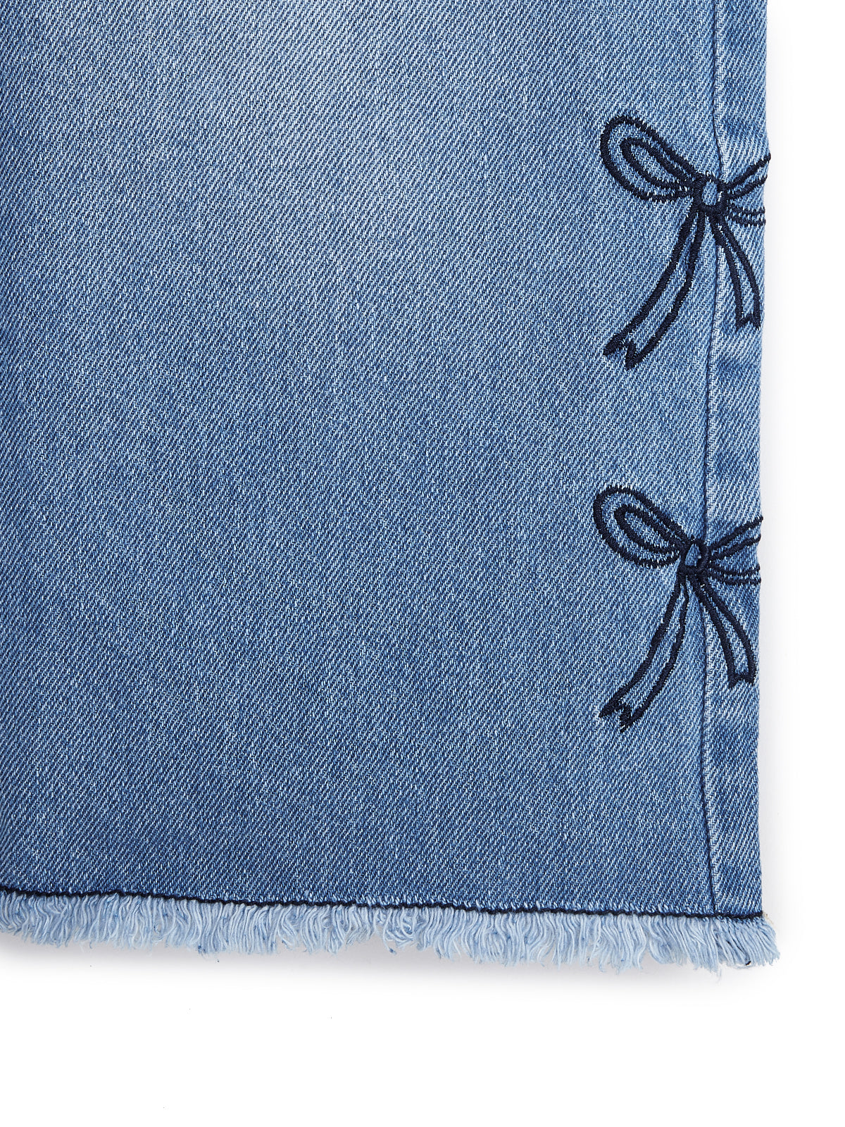 Knit N Knot Girls' Light Blue High Waist Wide Flaring Fit Cotton Denim Jeans with Embroidered Sides