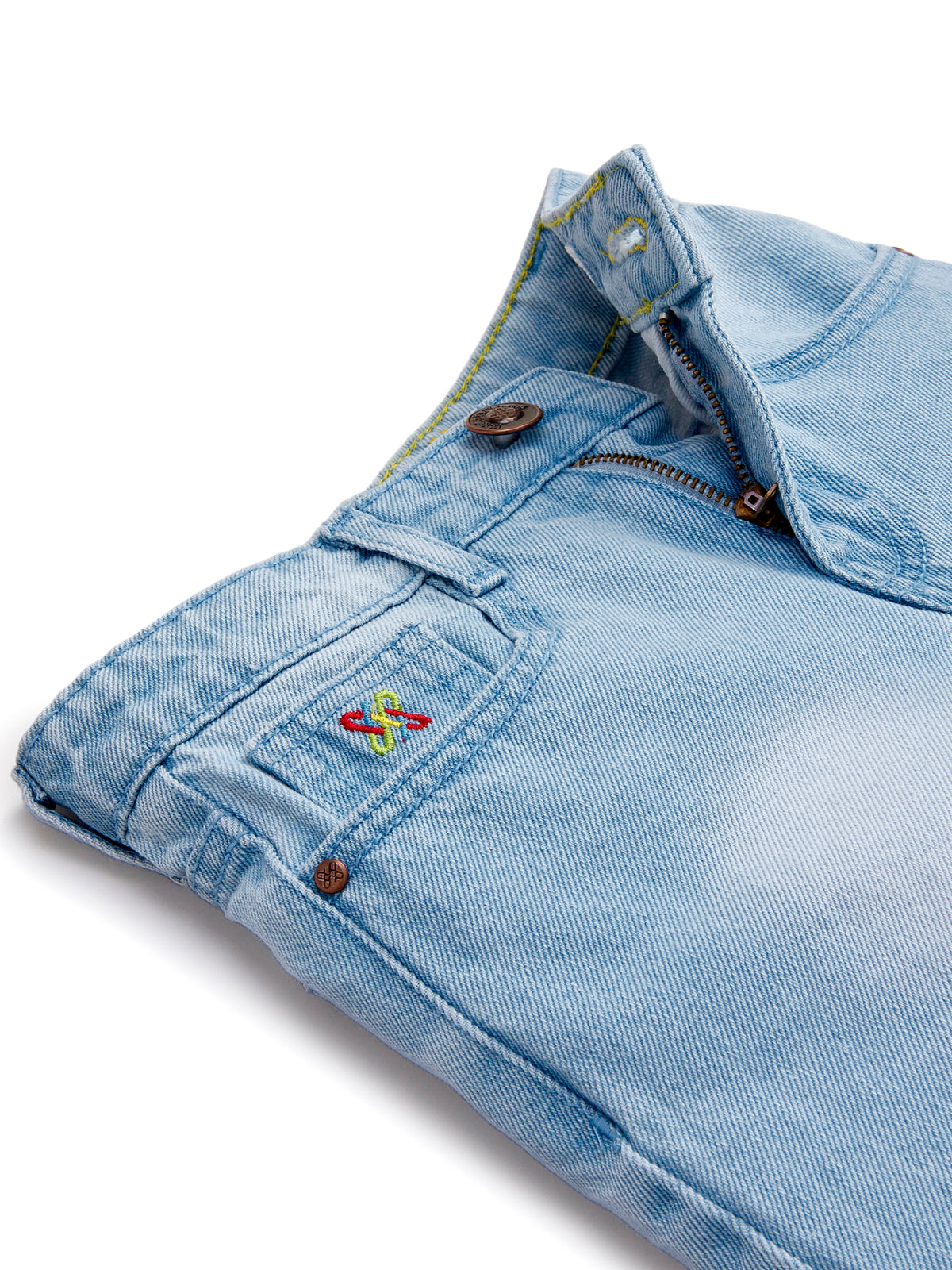 Knit N Knot Girls' Cotton Denim Shorts – Mid-Rise, Thigh-Length, Breathable, and Comfortable | Ruptured, Distressed, Faded | Stylish Casual Wear with Adjustable Waist and 5 Pockets