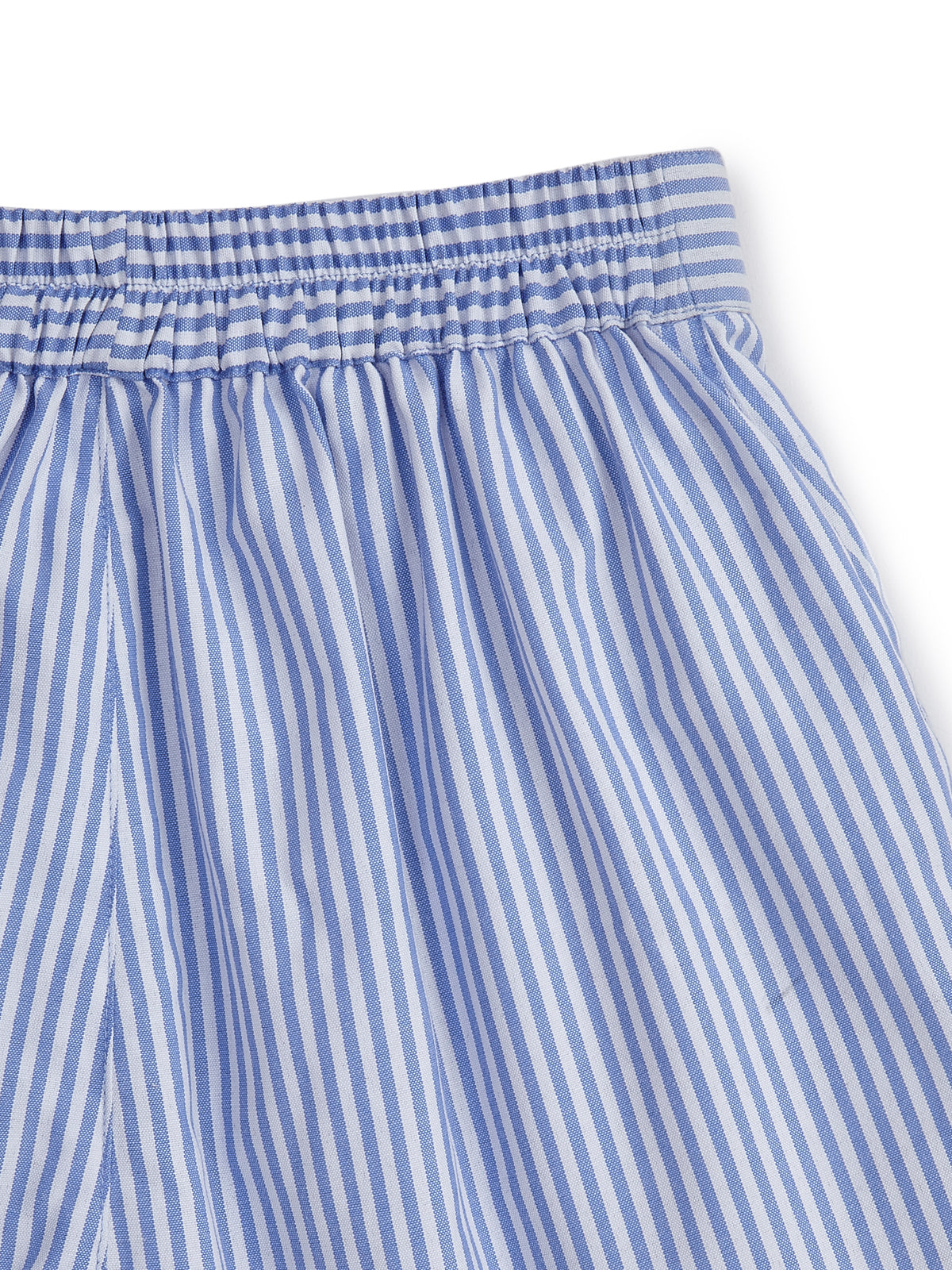 Knit N Knot Girls' Blue & White Striped Co-ord Set of Oxford Shirt Style Cotton Top with Shorts