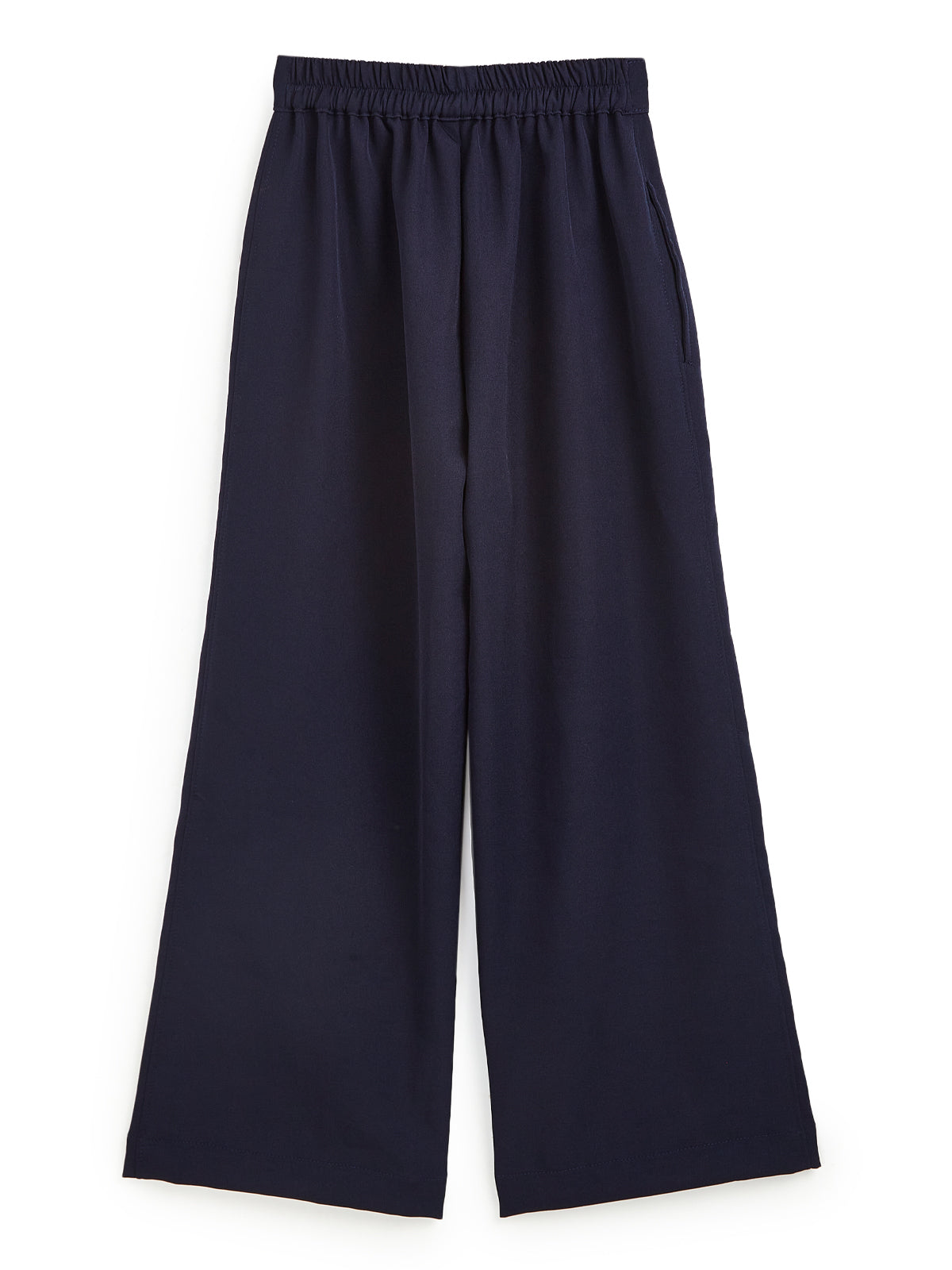 Knit N Knot Girls' Navy Viscose Crepe Co-Ord Set of Mandarin Collar Puff Sleeve Top & Wide Leg Palazzo (Copy)