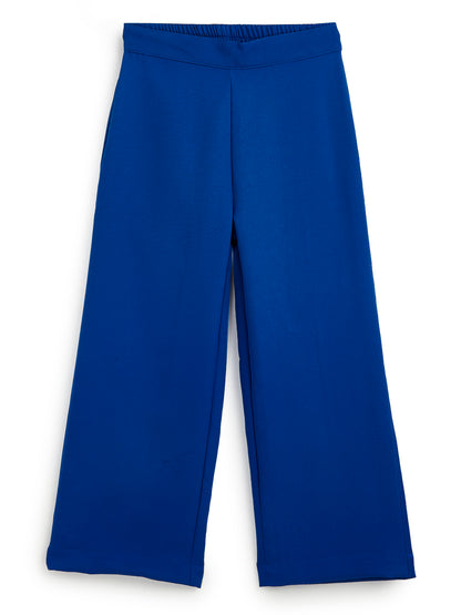 Knit N Knot Girls' Blue Viscose Crepe Co-Ord Set of Mandarin Collar Puff Sleeve Top & Wide Leg Palazzo (Copy) (Copy)