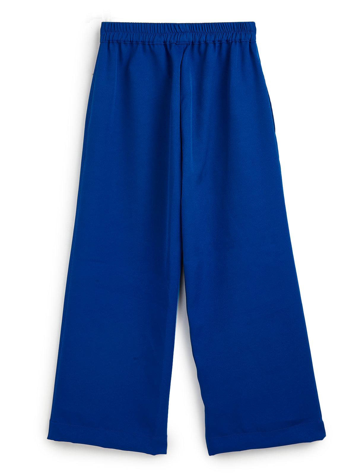 Knit N Knot Girls' Blue Viscose Crepe Co-Ord Set of Mandarin Collar Puff Sleeve Top & Wide Leg Palazzo (Copy) (Copy)