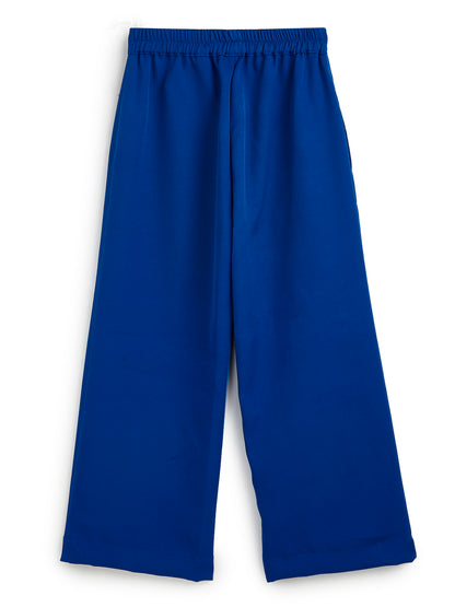 Knit N Knot Girls' Blue Viscose Crepe Co-Ord Set of Mandarin Collar Puff Sleeve Top & Wide Leg Palazzo (Copy) (Copy)