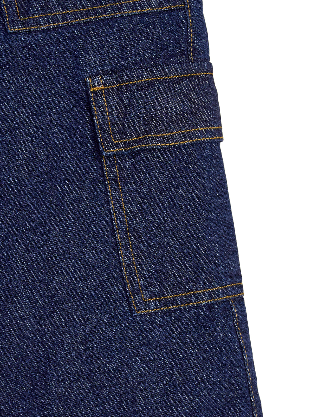 Knit N Knot Girl's Kids Indigo Blue Cargo 7 Pocket Wide Leg Flared Fit Relaxed Comfortable High Waist Jeans | Regular Casual Festival Occassional Wear | Non Stretch | Adjustable Waist | 5-14 Years