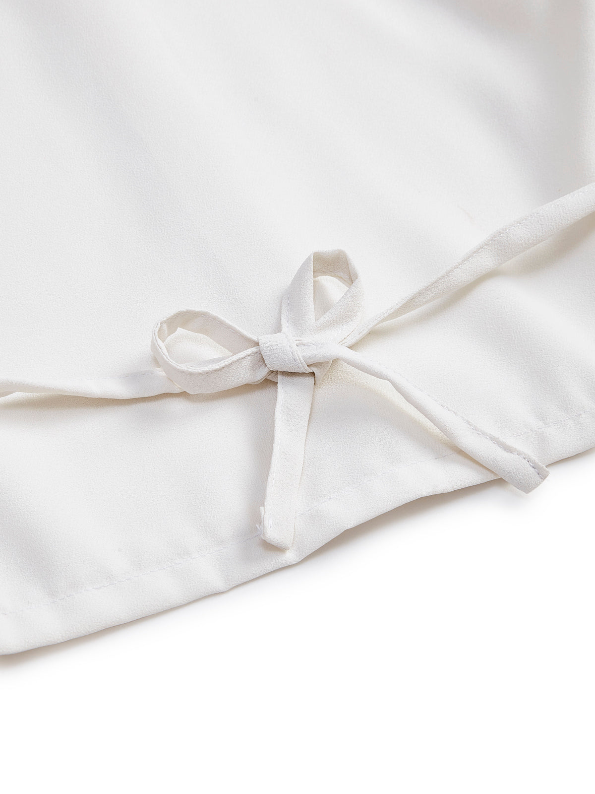 Knit N Knot Girls' White Cotton Crepe Co-Ord Set of Mandarin Collar Puff Sleeve Top & Wide Leg Palazzo