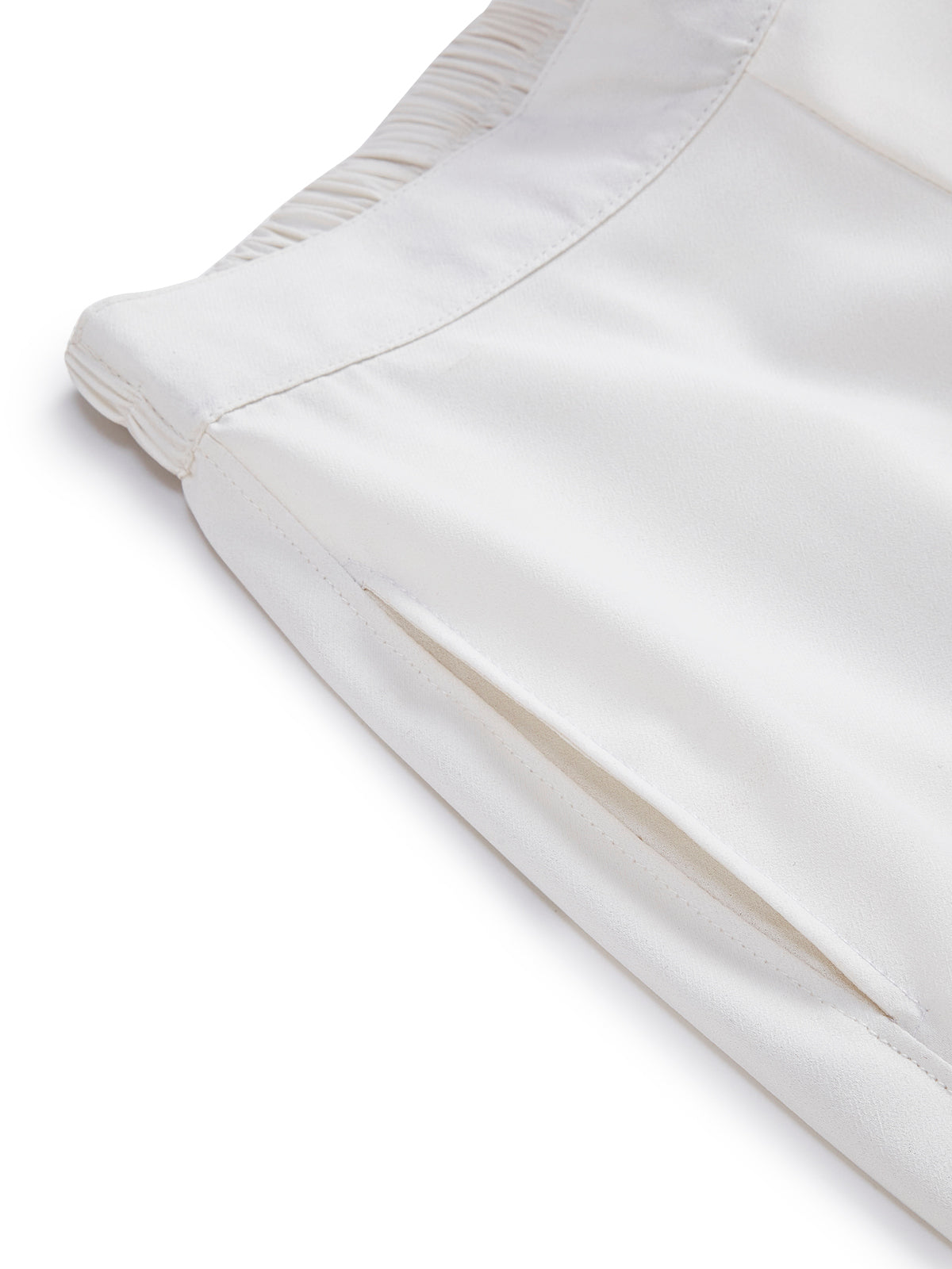 Knit N Knot Girls' White Cotton Crepe Co-Ord Set of Mandarin Collar Puff Sleeve Top & Wide Leg Palazzo
