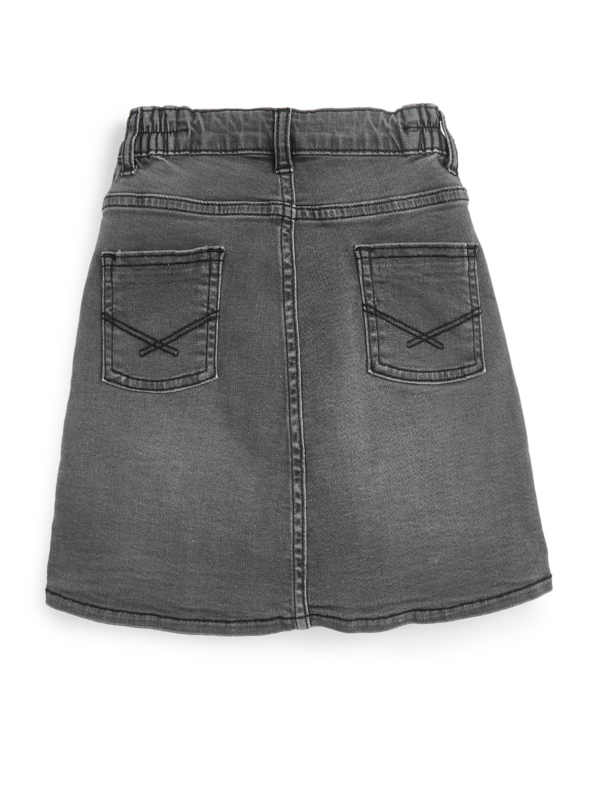 Knit N Knot Girls' Black Faded Denim Front Open Button-Down A-Line Skirt
