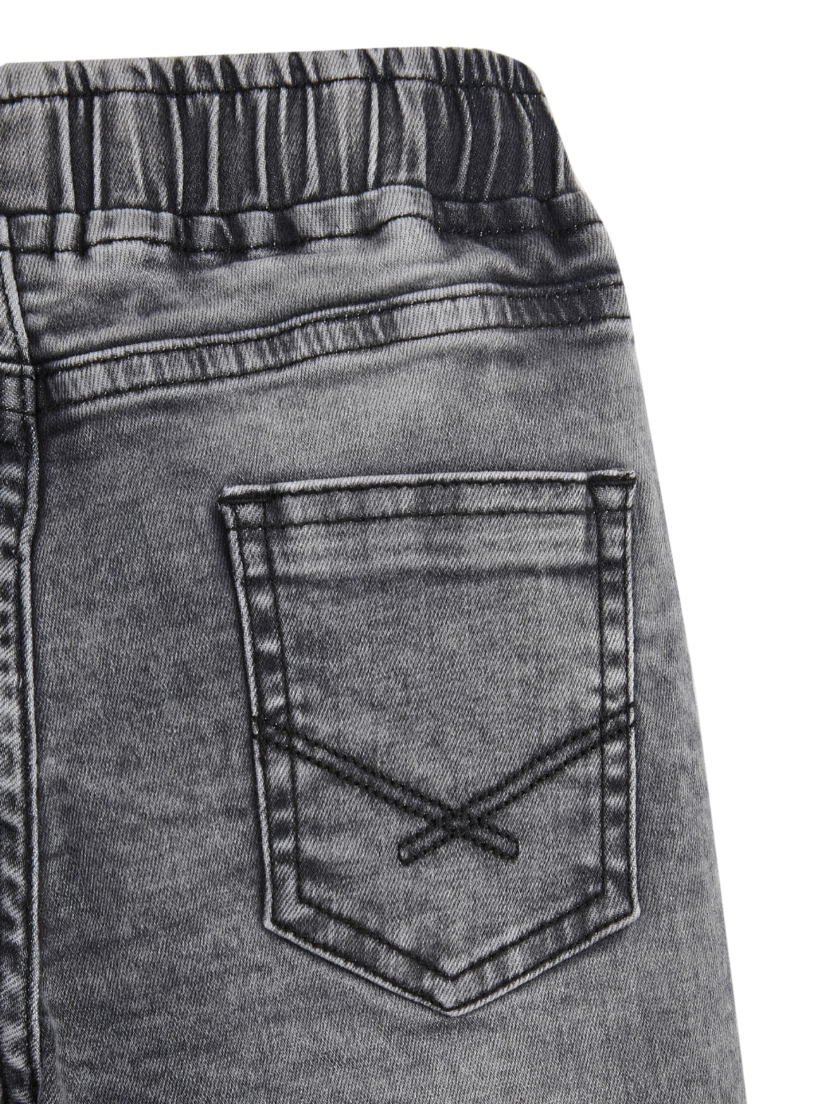 Knit N Knot Boys' Faded Grey Stretchable Cotton Denim Jogger with Drawstring & Elasticated Waist