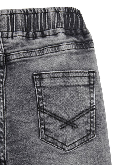 Knit N Knot Boys' Faded Grey Stretchable Cotton Denim Jogger with Drawstring & Elasticated Waist