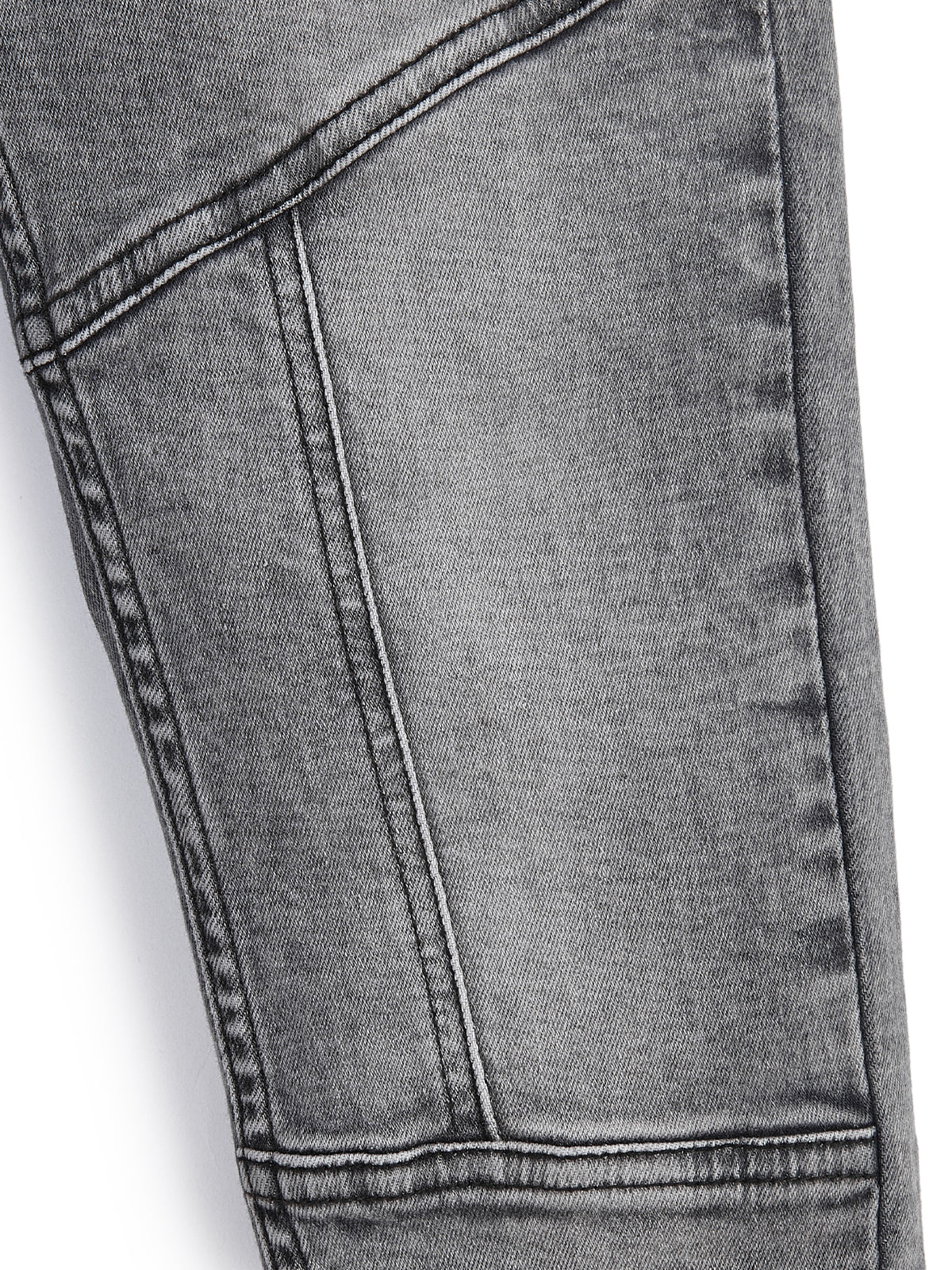Knit N Knot Boys' Faded Grey Stretchable Cotton Denim Jogger with Drawstring & Elasticated Waist