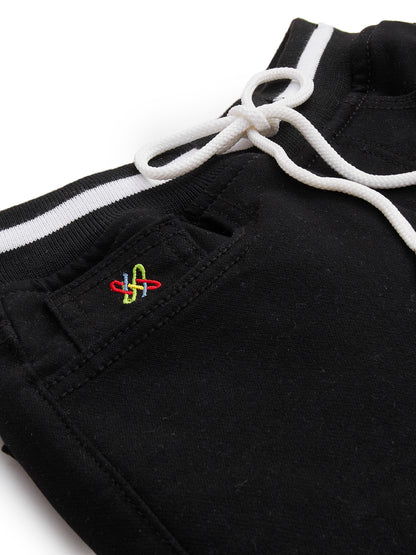 Knit N Knot Boys Jet Black Stretch Denim Cargo Shorts, Summer Cotton Casuals Wear, Elastic Rib with Drawstring, Utility Pocket, Kids Comfortable Fashion Wear
