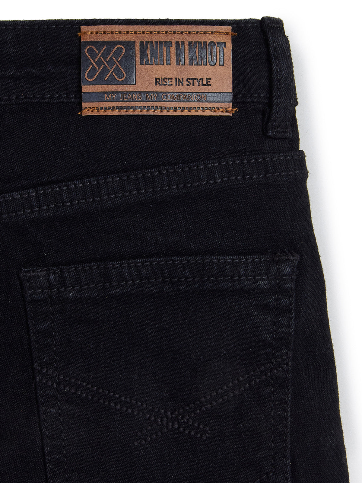 Knit N Knot Jet Black Clean Open Fringed Shorts