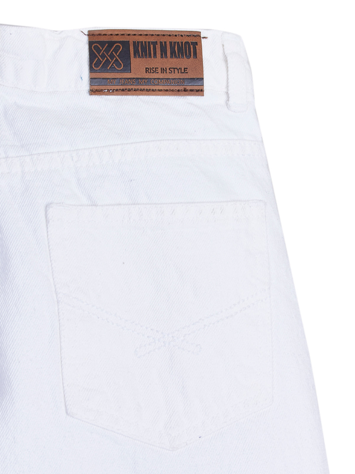 Knit N Knot Girls’ Wide Flared Fit White Jeans