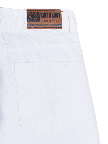 Knit N Knot Girls’ Wide Flared Fit White Jeans