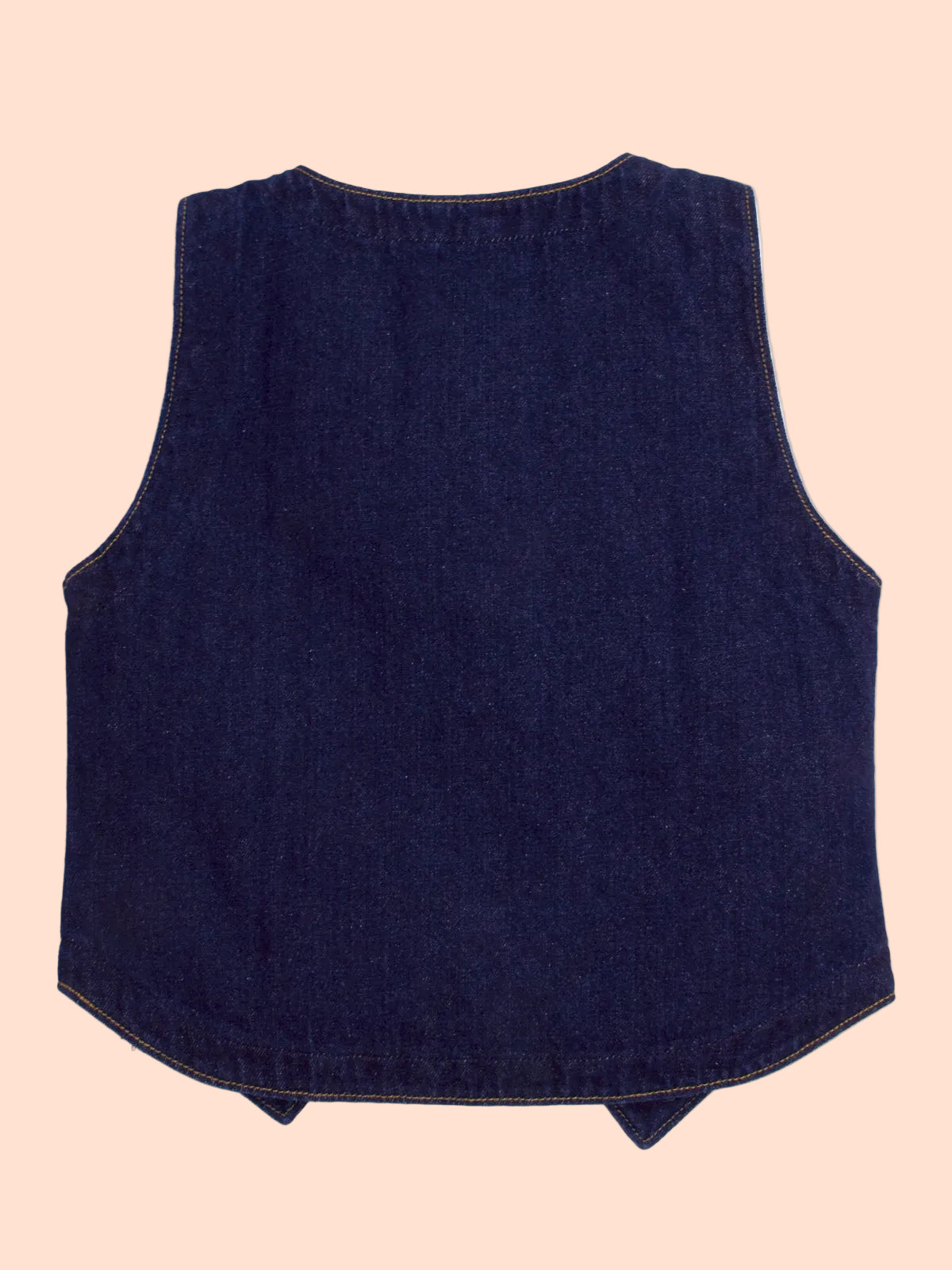 Knit N Knot Girls' Indigo Cotton Denim Waistcoat Style Sleeveless Denim Top with Front Buttons