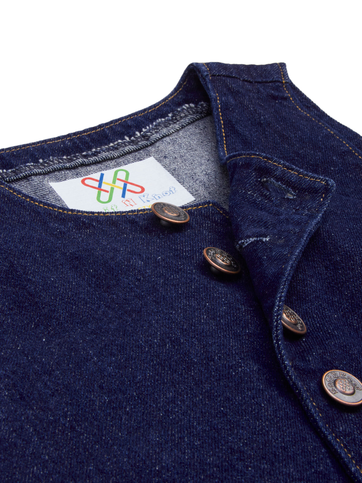 Knit N Knot Girls' Indigo Cotton Denim Waistcoat Style Sleeveless Denim Top with Front Buttons