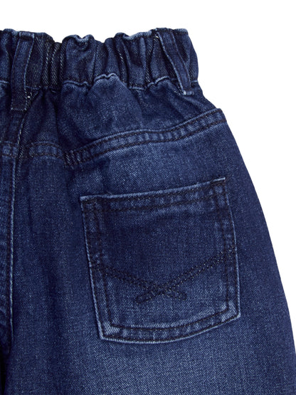 Knit N Knot Girl's Kids Raw Indigo Blue Washed Wide Leg Flared Fit Relaxed High Waist Frayed Bottom Jeans