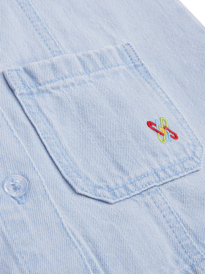 Knit N Knot Girls' Denim Shirt Dress with Front Pockets | Light Blue Casual A-Line Full Button Down Dress | Soft Cotton Jeans Stretch Fabric | Kids Summer Western Outfit