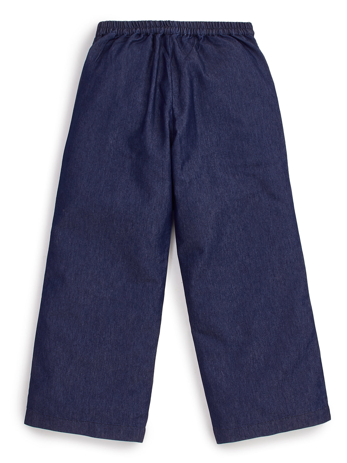 Knit N Knot Girls' Soft Denim Top & Palazzo Co-Ord Set with Tie-Up Straps