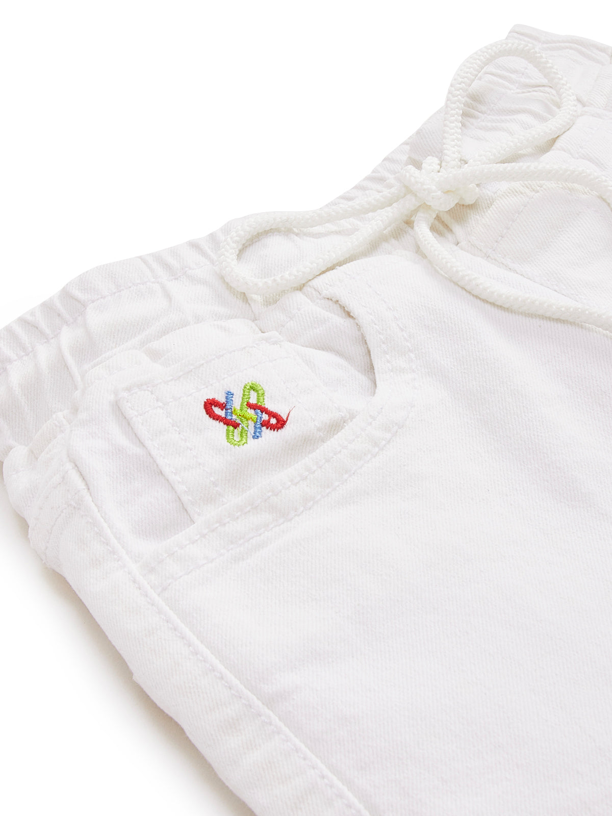 Knit N Knot Boys Solid Denim Cargo Shorts, White Stretch Denim Shorts Knee Length, Summer Cotton Casuals, Elastic with Drawstring, Kids Comfortable Fashion Wear