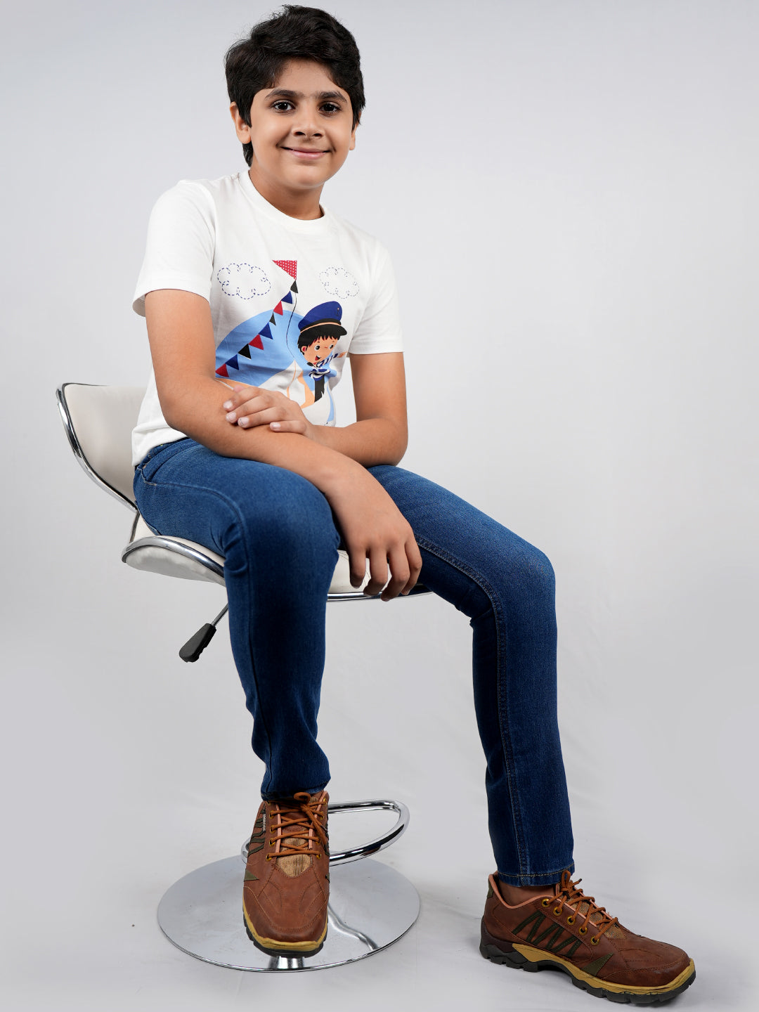Knit N Knot Boys' Slim Fit Stretchable Indigo Faded Jeans