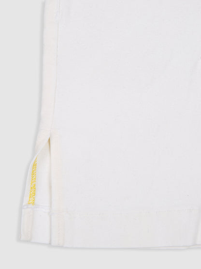 Knit N Knot Girls' Knee-Length Casual & Party Wear Milky White Cotton Denim Skirt with Side Slit