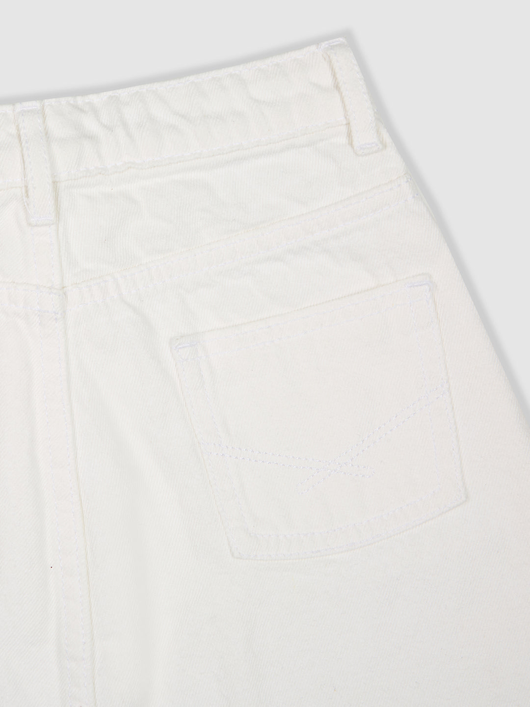 Knit N Knot Girls' Knee-Length Milky White Button Embellished Cotton Denim  Skirt