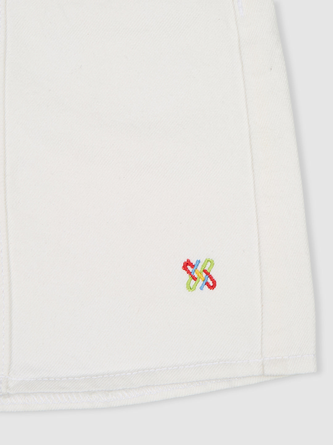 Knit N Knot Girls' Knee-Length Milky White Button Embellished Cotton Denim  Skirt