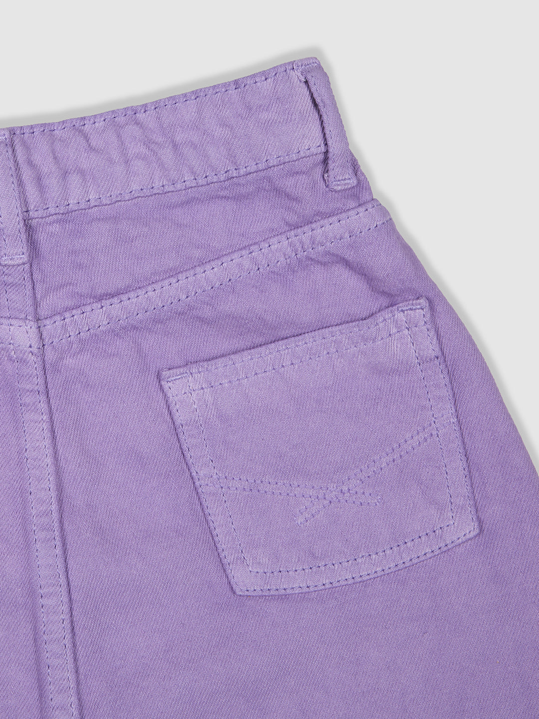 Knit N Knot Girls' Lavender Cotton Denim Skirt with Front Button Embellishment