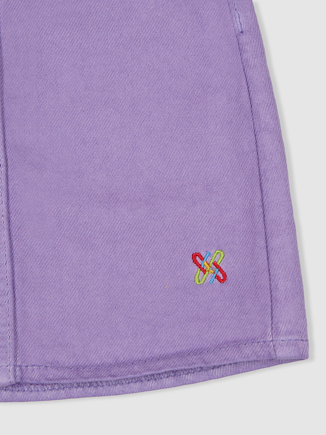 Knit N Knot Girls' Lavender Cotton Denim Skirt with Front Button Embellishment