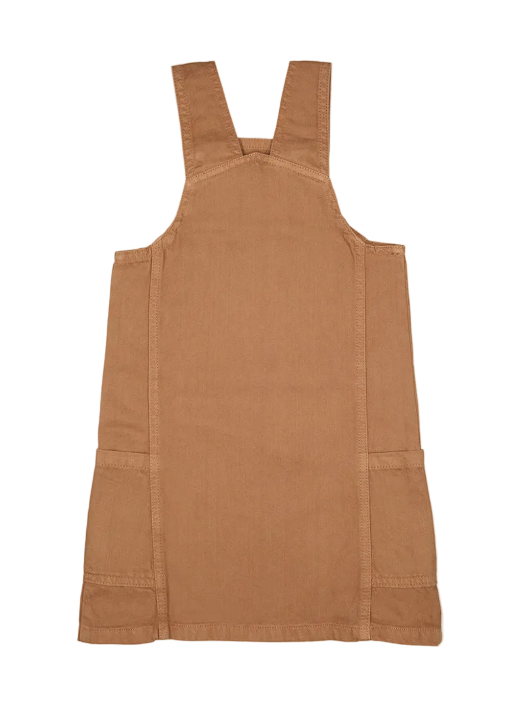 Knit N Knot Girls' Brown Cotton Denim Above-Knee Dungaree