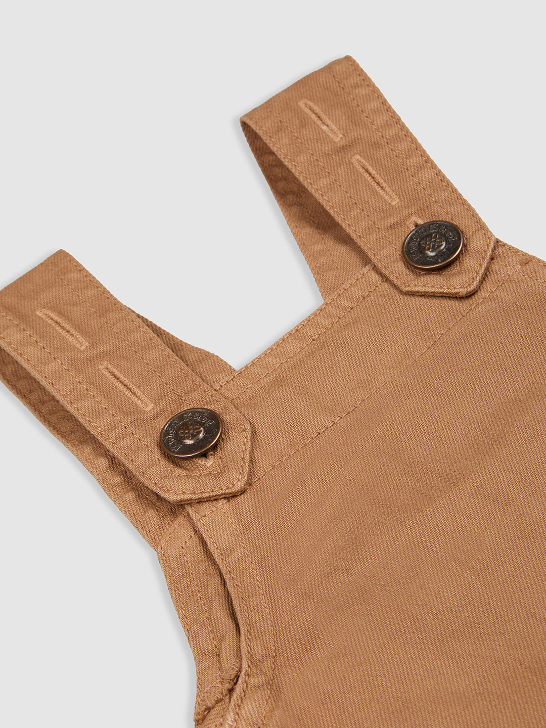 Knit N Knot Girls' Brown Cotton Denim Above-Knee Dungaree