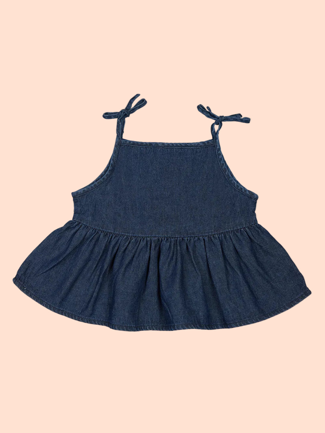 Knit N Knot Girls' Soft Denim Top & Palazzo Co-Ord Set with Tie-Up Straps