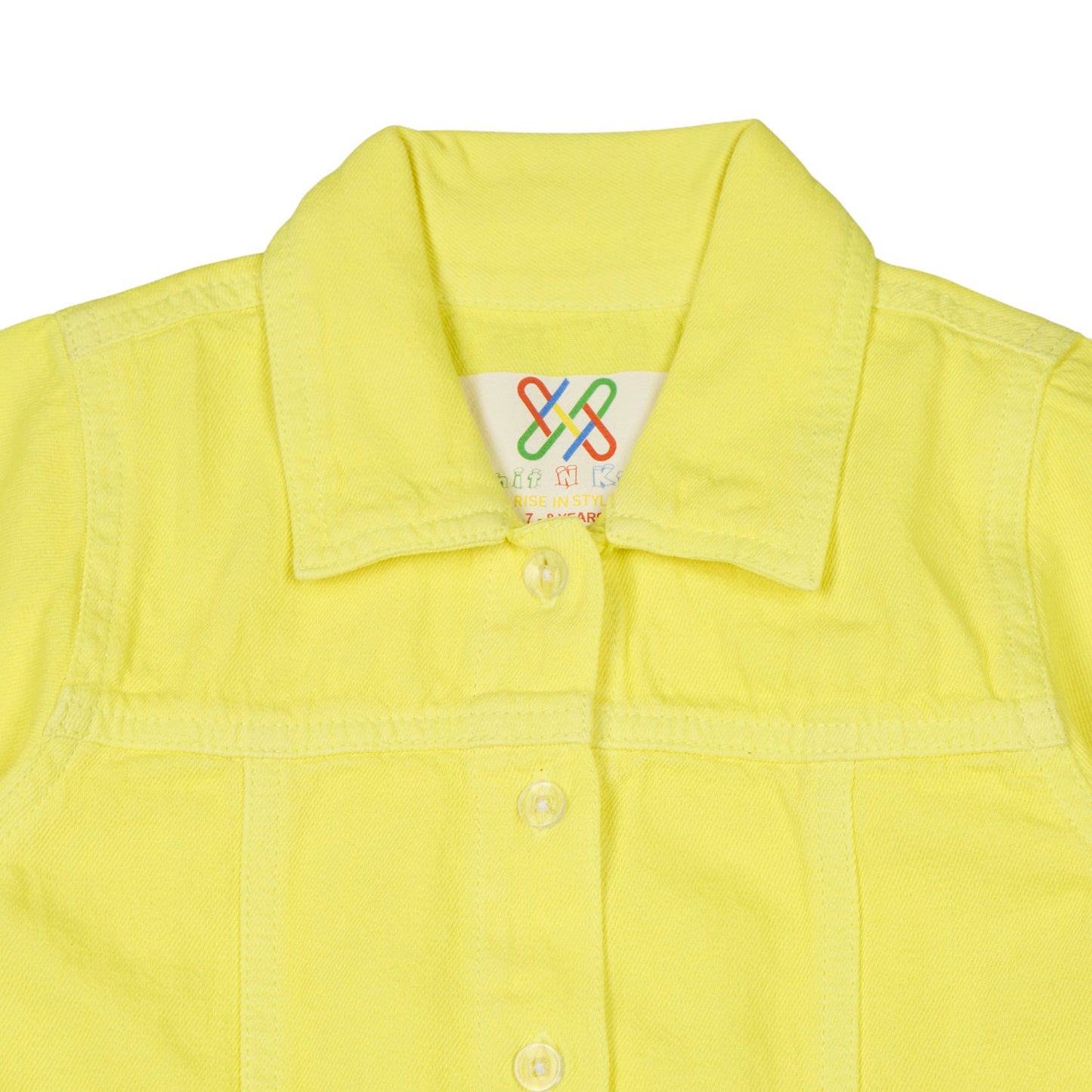 Knit N Knot Girls' Yellow Denim Shirt Dress with Front Buttons & Stitch Detailing – Cotton Dress for Girls