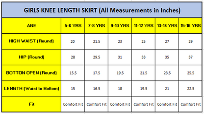 Knit N Knot Girls Blue Denim Washed Skirt for Ages 7-16 | Adjustable Waistband | Stylish A-Line Fit with Pockets | Knee Length | Casual Western Skirt for Kids