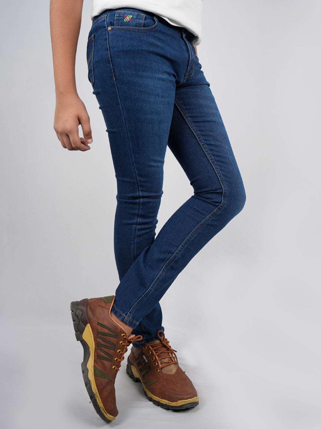Knit N Knot Boys' Slim Fit Stretchable Indigo Faded Jeans