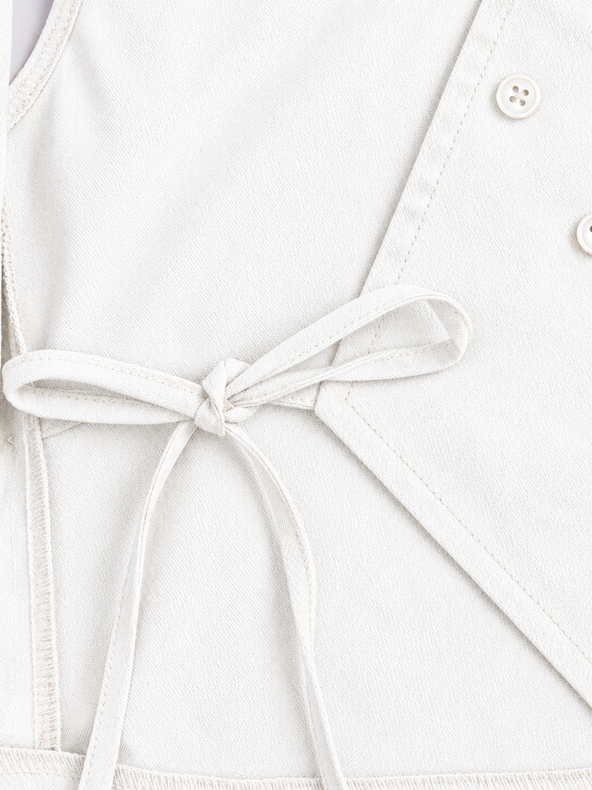 Knit N Knot Girls White Solid Sleeveless Waistcoat | Premium Textured V-Neck Button Closure Casual, Party Vest Jacket Top| Stylish Formal Layering Jacket
