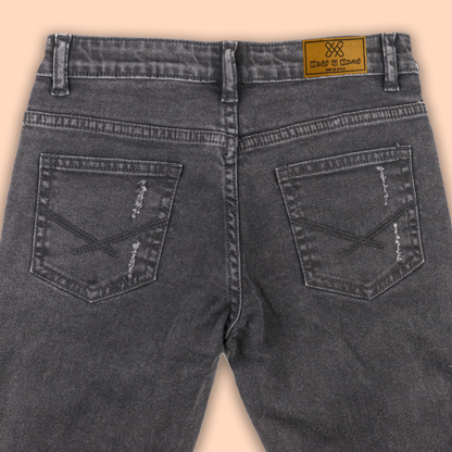 Knit N Knot Boys' Slim Fit Stretchable Black Ripped Jeans