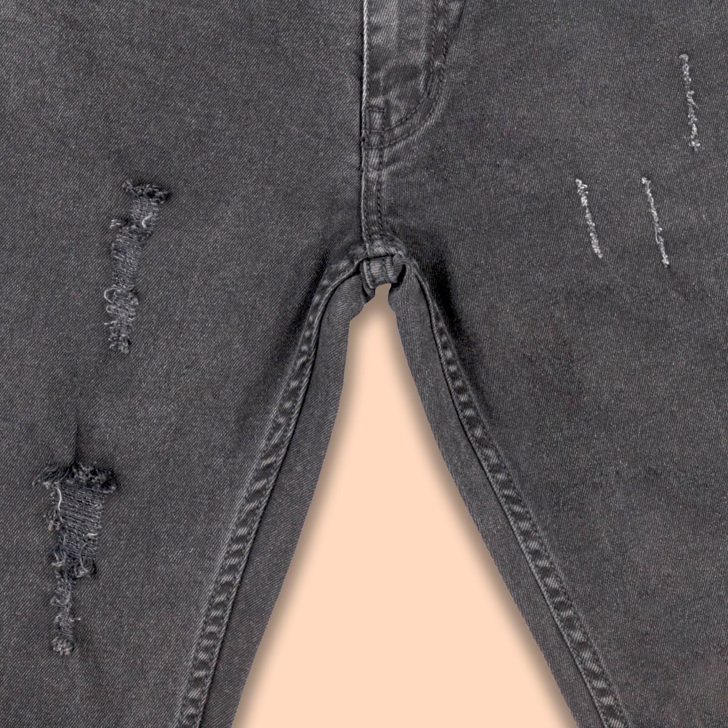 Knit N Knot Boys' Slim Fit Stretchable Black Ripped Jeans